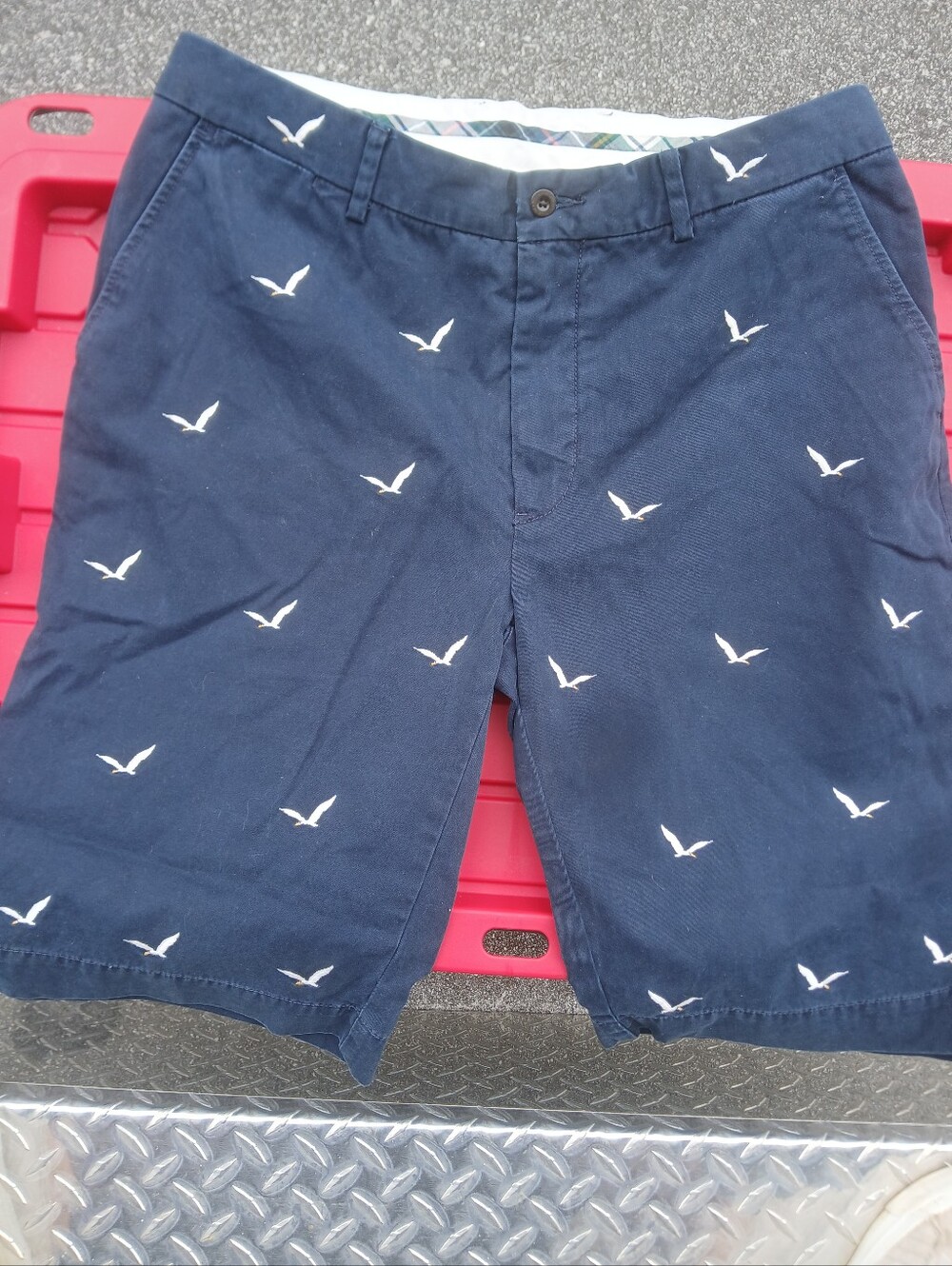 Polo by Ralph Lauren Navy Embroidered Seagull Flat-Front Shorts